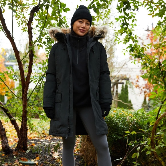 ARITZIA TNA Black Parka with Fur Trim - Picture 1 of 16